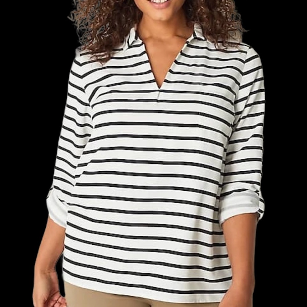 Soft Tab-Sleeve Pullover Shirt
